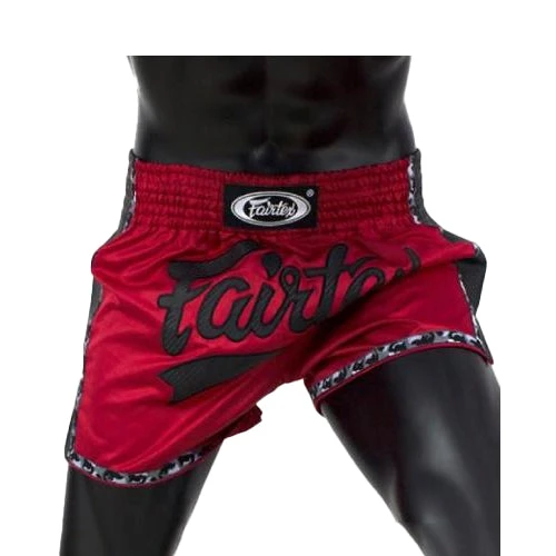 Fairtex Slim Cut Muay Thai Shorts Red/Black BS1703 3 Fairtex Slim Cut Muay Thai Shorts Red/Black BS1703