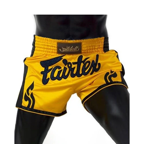 Fairtex Slim Cut Muay Thai Shorts Yellow/Black BS1701 3 Fairtex Slim Cut Muay Thai Shorts Yellow/Black BS1701
