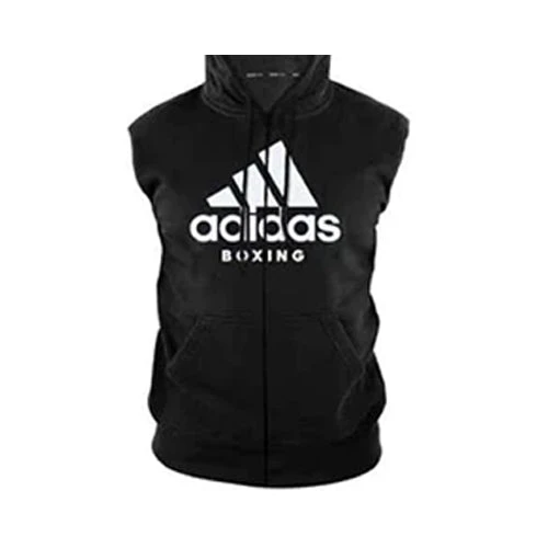 Adidas Boxing Sleeveless Zip Hoodie Black White 7 Adidas Boxing Sleeveless Zip Hoodie Black White -Thefightfactory Shop 4 Adidas Boxing Sleeveless Zip Hoodie Black White