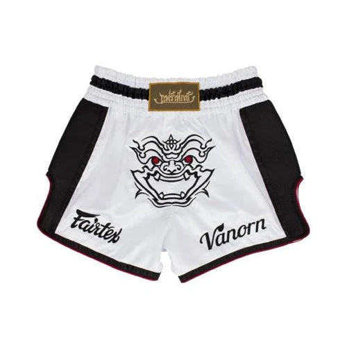Fairtex Slim Cut Muay Thai Shorts White Vanorn 3 Fairtex Slim Cut Muay Thai Shorts White Vanorn