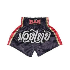 Han Muay Thai Boxing Shorts Black Red Gold