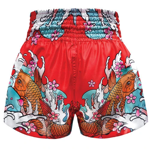 TUFF Japanese Koi Fish Muay Thai Boxing Shorts - Red 4 TUFF Japanese Koi Fish Muay Thai Boxing Shorts - Red - Image 2