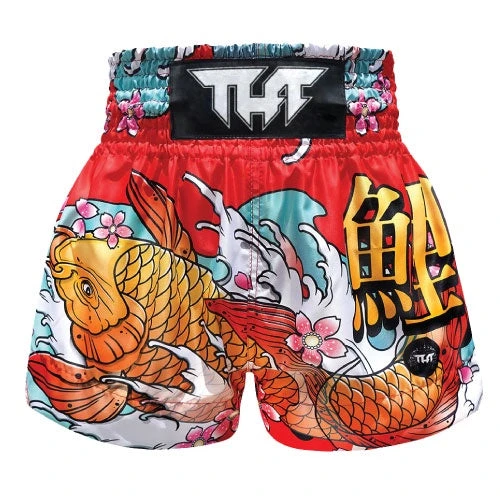 TUFF Japanese Koi Fish Muay Thai Boxing Shorts - Red 3 TUFF Japanese Koi Fish Muay Thai Boxing Shorts - Red