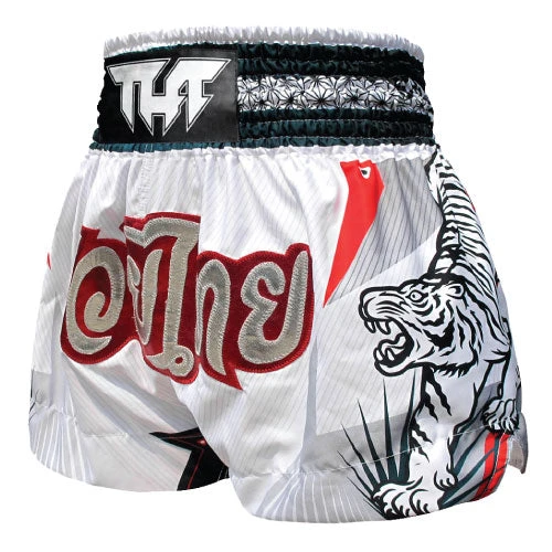 TUFF Double Tiger Thai Boxing Shorts White 4 TUFF Double Tiger Thai Boxing Shorts White - Image 2