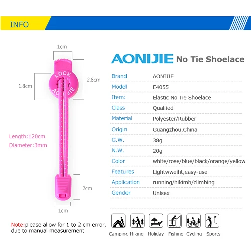 Aonijie No Tie Shoe Lock Laces One Pair 4 Aonijie No Tie Shoe Lock Laces One Pair - Image 2