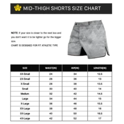 DIYUME MMA BJJ Grappling Shorts Grey 9 DIYUME MMA BJJ Grappling Shorts Grey -Thefightfactory Shop DIYUMEMMABJJGrapplingShortsSizeChart
