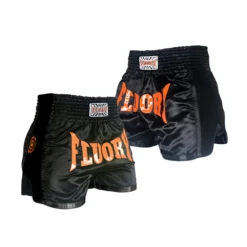 Fluory Eternity Classic Retro Muay Thai Shorts Black