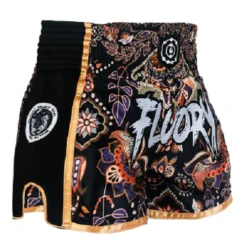 Fluory Eternity Retro Muay Thai Shorts Black Gold