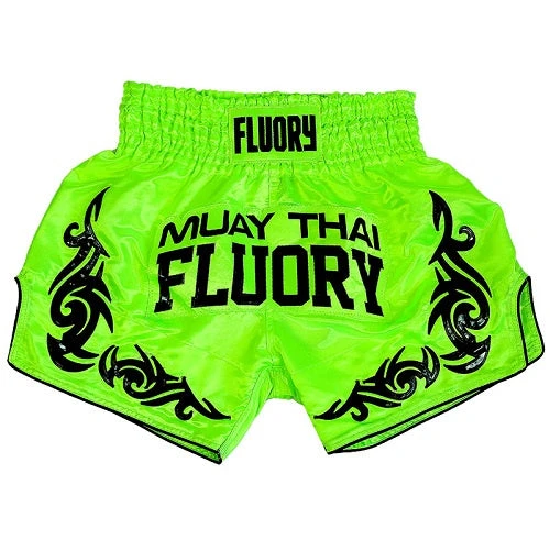 Fluory Neon Retro Muay Thai Shorts Green 3 Fluory Neon Retro Muay Thai Shorts Green