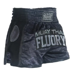 Fluory Shadow Retro Muay Thai Shorts Black