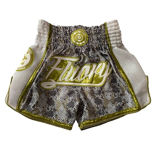 Fluory Eternity Snake Retro Muay Thai Shorts White 3 Fluory Eternity Snake Retro Muay Thai Shorts White