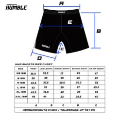Humble Assassins V2 MMA Shorts -Thefightfactory Shop HFWBLANKMMAshortsSizechart500x500