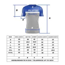 Humble JJ Allday Rashguard -Thefightfactory Shop JJAlldaySizechart500x500