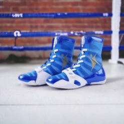 Kangrui Pro High Top Boxing Shoes Blue 13 Kangrui Pro High Top Boxing Shoes Blue -Thefightfactory Shop KangBlue