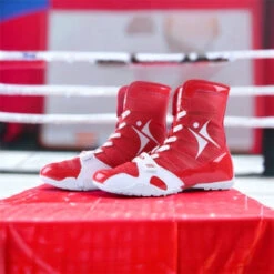 Kangrui Pro High Top Boxing Shoes Red -Thefightfactory Shop KangRed