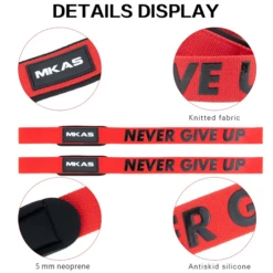 MKAS Fitness Never Give Up Gym Lifting Straps 1 Pair -Thefightfactory Shop MKASGymLiftingStraps4