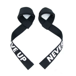 MKAS Fitness Never Give Up Gym Lifting Straps 1 Pair -Thefightfactory Shop MKASGymLiftingStrapsBlack