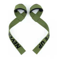 MKAS Fitness Never Give Up Gym Lifting Straps 1 Pair -Thefightfactory Shop MKASGymLiftingStrapsKhaki