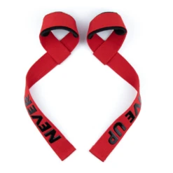 MKAS Fitness Never Give Up Gym Lifting Straps 1 Pair -Thefightfactory Shop MKASGymLiftingStrapsRed