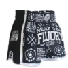 Fluory Drill Retro Muay Thai Shorts Black 2 Fluory Drill Retro Muay Thai Shorts Black -Thefightfactory Shop MTF Blk