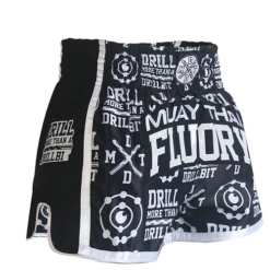 Fluory Drill Retro Muay Thai Shorts Black