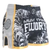 Fluory Eternity Retro Muay Thai Shorts Black Gold White -Thefightfactory Shop MTF Eternity Black Gold