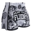Fluory Eternity Retro Muay Thai Shorts White 2 Fluory Eternity Retro Muay Thai Shorts White -Thefightfactory Shop MTF Eternity White