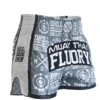 Fluory Drill Retro Muay Thai Shorts Grey 2 Fluory Drill Retro Muay Thai Shorts Grey -Thefightfactory Shop MTF Grey
