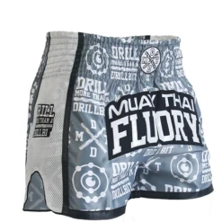 Fluory Drill Retro Muay Thai Shorts Grey