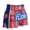 Fluory Drill Retro Muay Thai Shorts Red -Thefightfactory Shop MTF Red