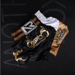 Another Boxer Muay Thai Shorts Black White -Thefightfactory Shop NR BB Blk Gld White