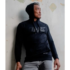 ONE FC Pullover Hoodie - Black/Black -Thefightfactory Shop ONEBLACKMONOTONEPULLOVERHOODIE2