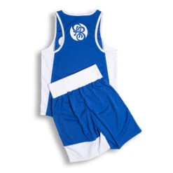 Powrbox Powrlight V1- Amateur Boxing Competition Shorts/ Singlet Set -Thefightfactory Shop PowrlightV1 AmateurBoxingCompetitionShorts SingletSet Blue BACK