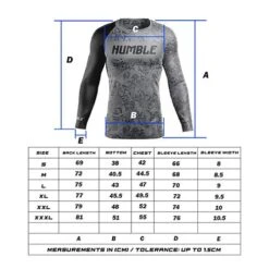 Humble Rose Kill Long Sleeve Rashguard -Thefightfactory Shop RoseKillsizechart500x500