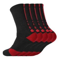 Super Elite Sports Socks 5 Pack -Thefightfactory Shop SuperEliteSocks5PackRed