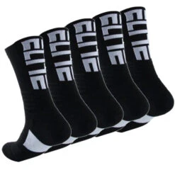Super Elite Boxing Socks 5 Pack -Thefightfactory Shop SuperEliteSocksBlack