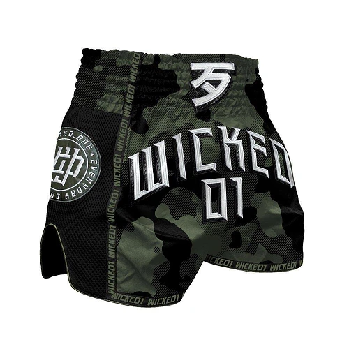 Wicked One Overcome Muay Thai Shorts Green Camo 3 Wicked One Overcome Muay Thai Shorts Green Camo