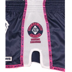 Wicked One Infamous Muay Thai Shorts Black Pink White -Thefightfactory Shop WickedInfamousNavy3
