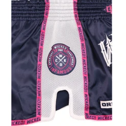 Wicked One Infamous Muay Thai Shorts Black Pink White -Thefightfactory Shop WickedInfamousNavy4