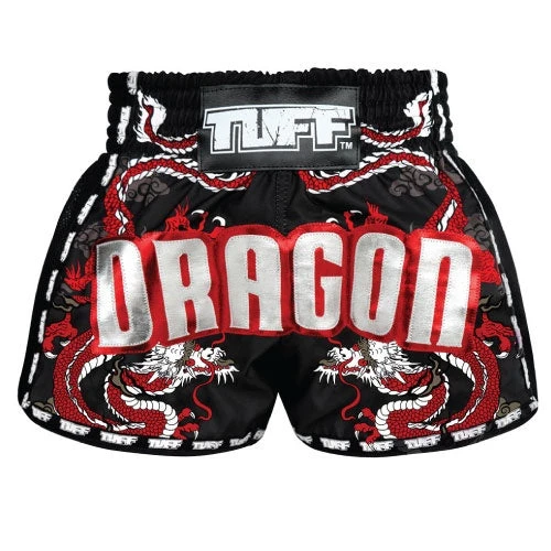 TUFF Chinese Dragon Retro Muay Thai Shorts Black 3 TUFF Chinese Dragon Retro Muay Thai Shorts Black