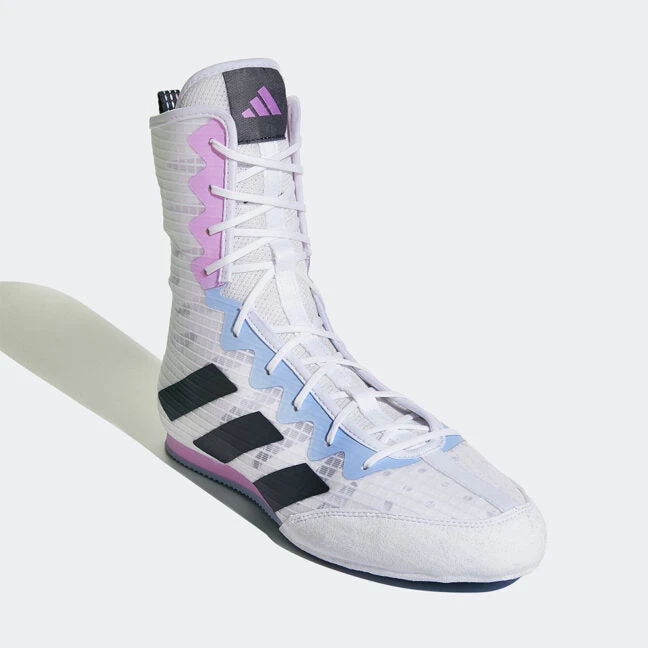 Adidas Box Hog 4 Boxing Shoes Boots - White Grey Lilac 4 Adidas Box Hog 4 Boxing Shoes Boots - White Grey Lilac - Image 2