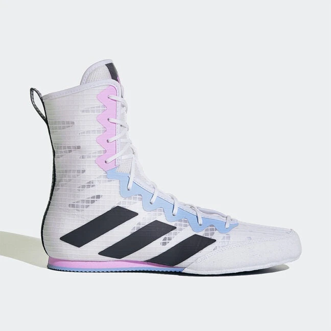 Adidas Box Hog 4 Boxing Shoes Boots - White Grey Lilac 3 Adidas Box Hog 4 Boxing Shoes Boots - White Grey Lilac