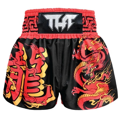 TUFF Chinese Dragon Muay Thai Boxing Shorts - Black/Red 3 TUFF Chinese Dragon Muay Thai Boxing Shorts - Black/Red